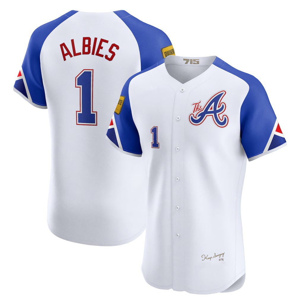 Atlanta Braves #1 Ozzie Albies White JEROMEN City Connect Elite Jersey