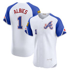 Atlanta Braves #1 Ozzie Albies White JEROMEN City Connect Elite Jersey