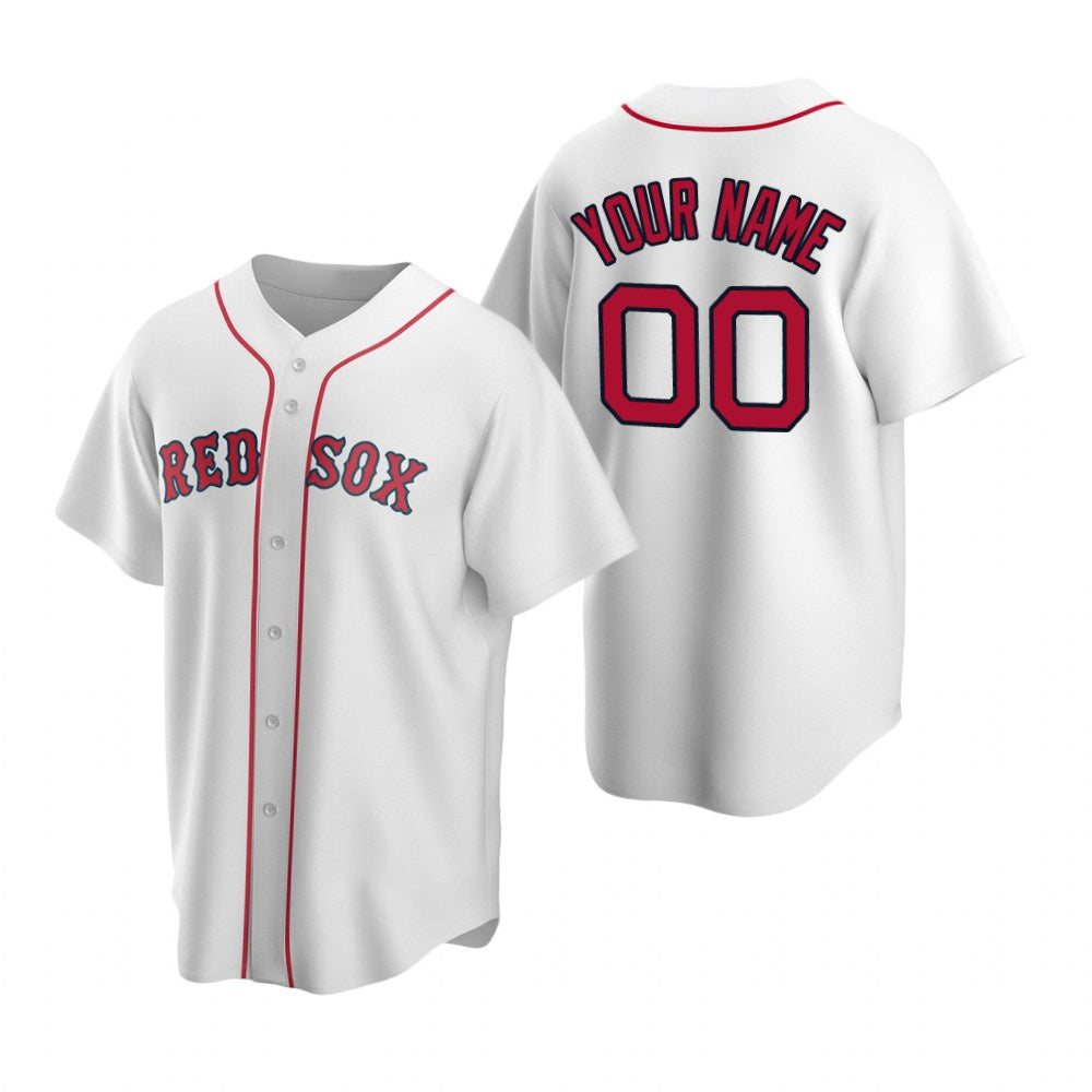 Custom Boston Red Sox White JEROMEN Stitched Cool Base Home Jersey