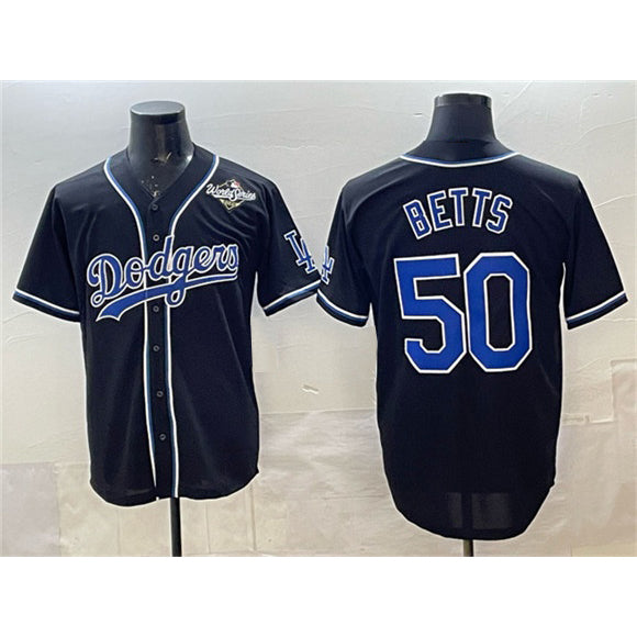 Los Angeles Dodgers #50 Mookie Betts Black JEROMEN Fashion 2025 World Series Cool Base Stitched Jersey