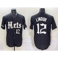 New York Mets #12 Francisco Lindor Black JEROMEN 'Gotham Gothic Edition' Vapor Premier Limited Stitched Jersey