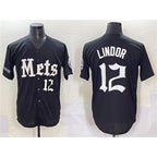 New York Mets #12 Francisco Lindor Black JEROMEN 'Gotham Gothic Edition' Vapor Premier Limited Stitched Jersey