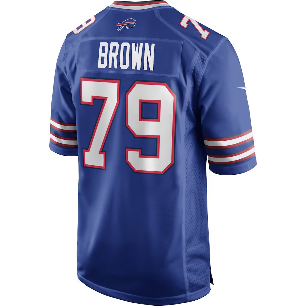 B.Bills #79 Ruben Brown Royal JEROMEN Game Retired Player Jersey