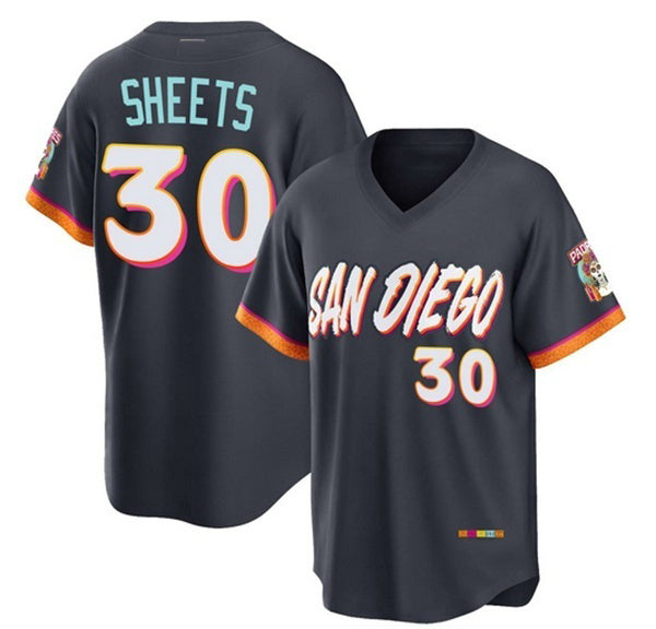 San Diego Padres #30 Gavin Sheets Obsidian JEROMEN 2026 City Connect Stadium Stitched Jersey