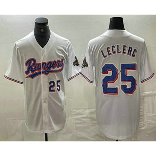 Texas Rangers #25 Jose Leclerc Number White JEROMEN 2024 Gold Collection Limited Cool Base Jerseys