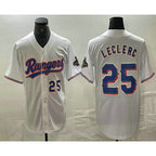Texas Rangers #25 Jose Leclerc Number White JEROMEN 2024 Gold Collection Limited Cool Base Jerseys