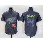 Tampa Bay Rays #21 Jonny DeLuca Number Charcoal JEROMEN 2024 City Connect Limited Stitched Jerseys 2