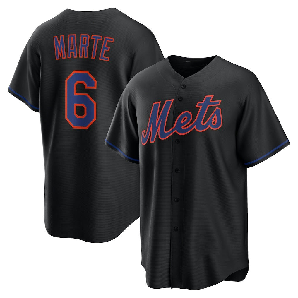 New York Mets #6 Starling Marte Black JEROMEN Alternate Replica Jersey