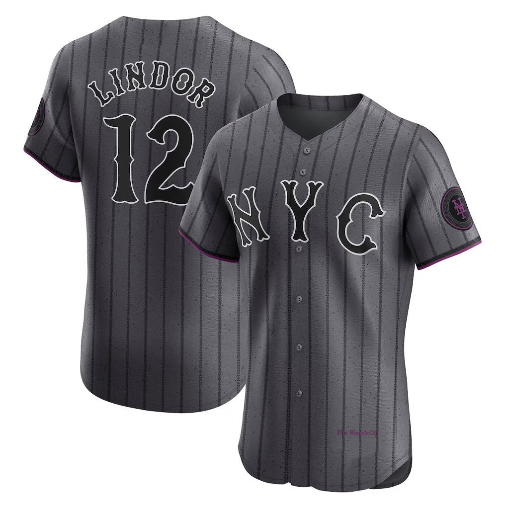 New York Mets #12 Francisco Lindor Gray JEROMEN City Connect Elite Jersey