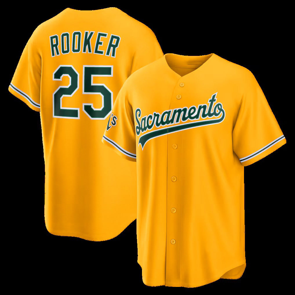 Oakland Athletics #25 Brent Rooker Gold JEROMEN Alternate Stadium Jersey