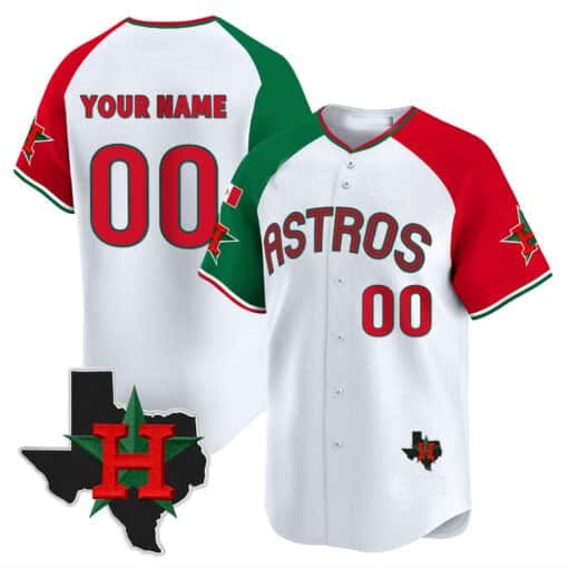 Custom Houston Astros Mexico Texas White JEROMEN Patch Vapor Premier Limited Jersey V3 ¨C Alternate