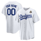 Custom Los Angeles Dodgers Active Player White JEROMEN 2024 World Series Cool Base Stitched Jersey