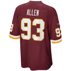 W.Football Team #93 Jonathan Allen Burgundy JEROMEN Home Game Jersey