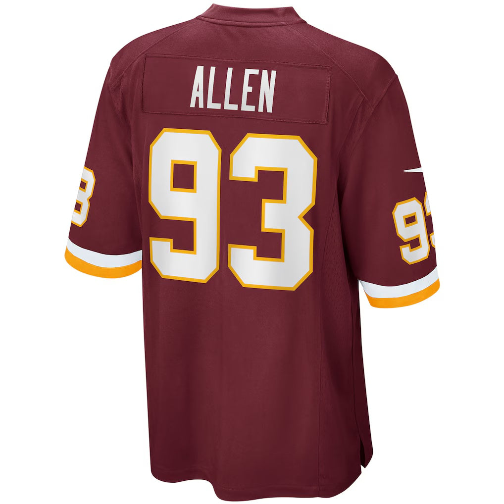 W.Football Team #93 Jonathan Allen Burgundy JEROMEN Home Game Jersey