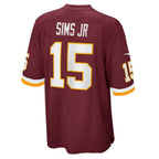 W.Football Team #15 Steven Sims Jr. Burgundy JEROMEN Game Player Jersey
