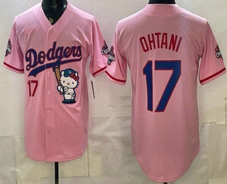 Los Angeles Dodgers #17 Shohei Ohtani Pink JEROMEN Hello Kitty 2025 World Series Champions Limited Jersey