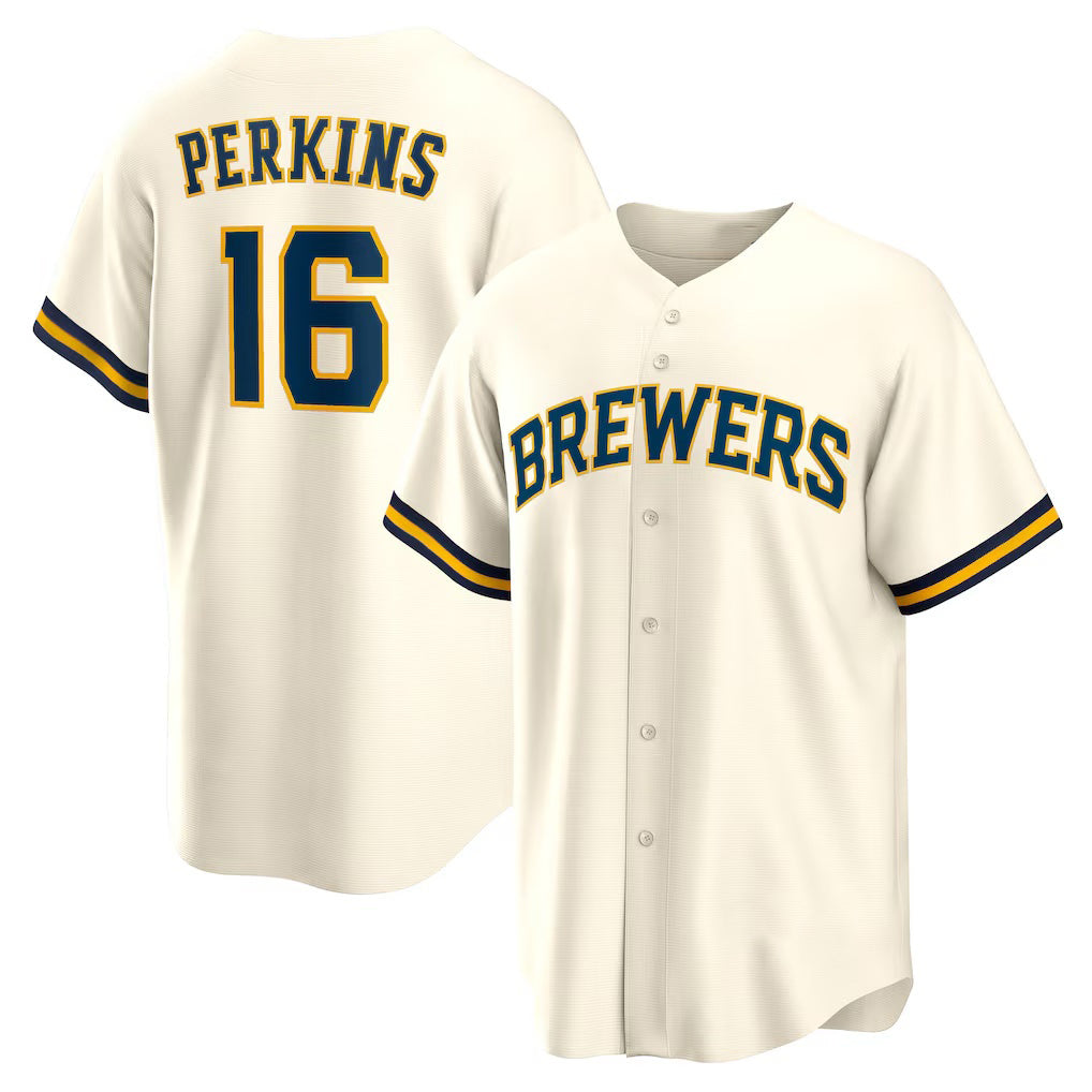 Milwaukee Brewers #16 Blake Perkins Cream JEROMEN Home Replica Jersey