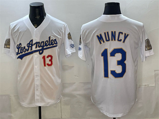 Los Angeles Dodgers #13 Max Muncy White JEROMEN 2026 Gold Collection 9x & B2B Champs Patch Stitched Jersey