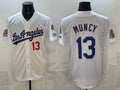 Los Angeles Dodgers #13 Max Muncy White JEROMEN 2026 Gold Collection 9x & B2B Champs Patch Stitched Jersey