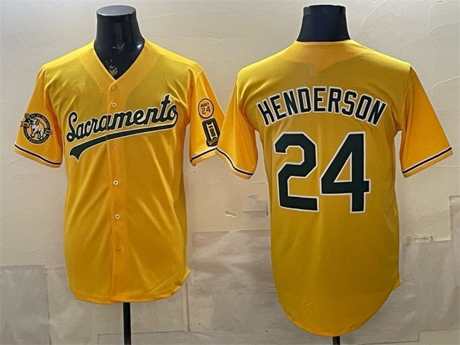 Oakland Athletics #24 Rickey Henderson 2026 Yellow JEROMEN Alternate Sacramento Celebrating 125 Years Vapor Limited Stitched Jersey