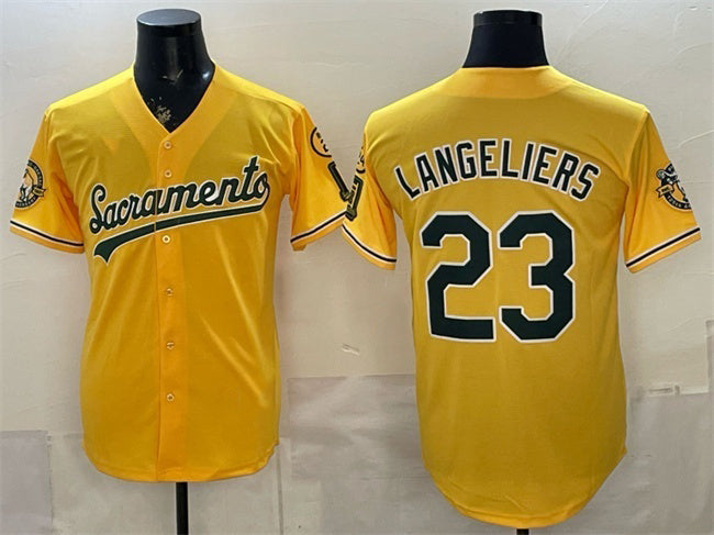 Oakland Athletics #23 Shea Langeliers 2026 Yellow JEROMEN Alternate Sacramento Celebrating 125 Years Vapor Limited Stitched Jersey