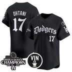 Los Angeles Dodgers #17 Shohei Ohtani Black JEROMEN Mexico 2025 LA Gothic Style With Vin And 2024 World Series Champions Patch Vapor Premier Limited Stitched Jersey