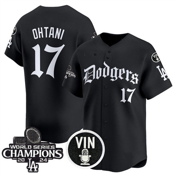 Los Angeles Dodgers #17 Shohei Ohtani Black JEROMEN Mexico 2025 LA Gothic Style With Vin And 2024 World Series Champions Patch Vapor Premier Limited Stitched Jersey