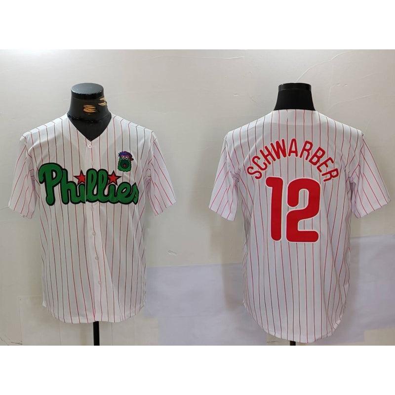 Philadelphia Phillies #12 Kyle Schwarber White Green JEROMEN Cool Base Stitched Jersey 2