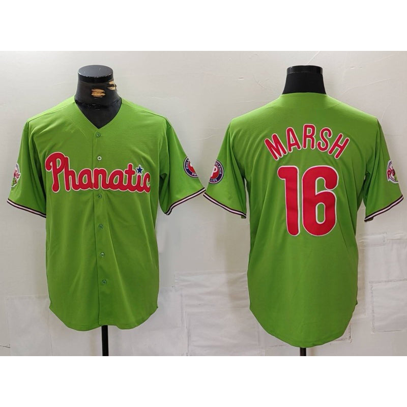 Philadelphia Phillies #16 Brandon Marsh Green JEROMEN With Patch Stitched Cool Base Jersey