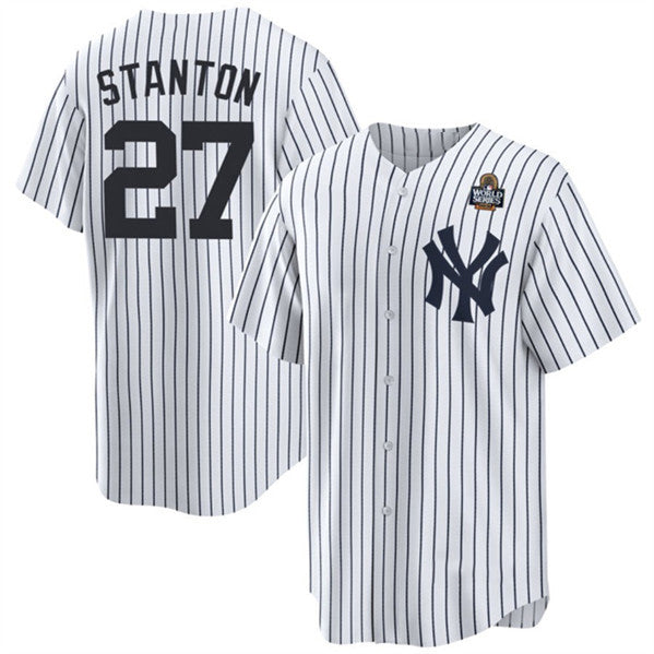 New York Yankees #27 Giancarlo Stanton White JEROMEN 2024 World Series With Name Cool Base Stitched Jersey