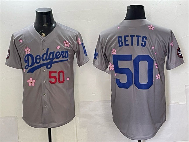 Los Angeles Dodgers #50 Mookie Betts Grey JEROMEN 2025 Tokyo Series Limited Stitched Jersey