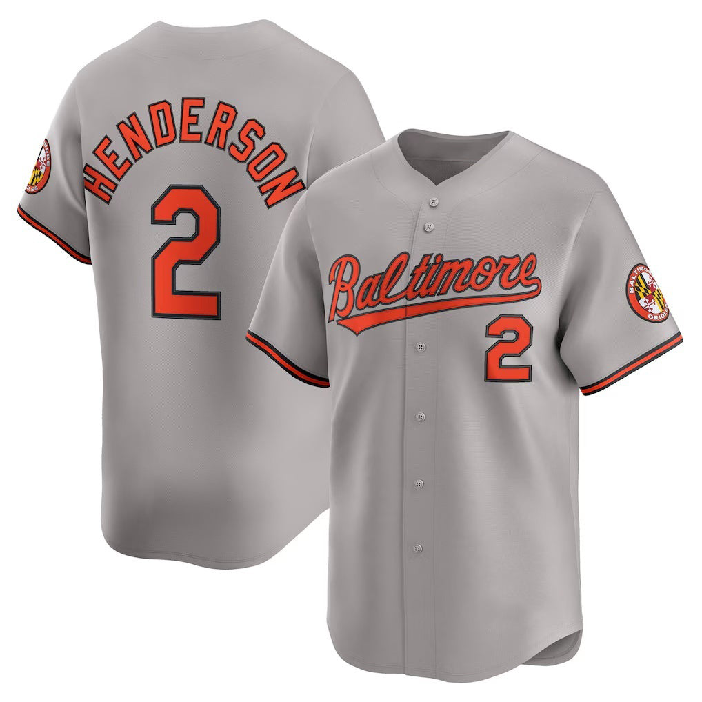 Baltimore Orioles #2 Gunnar Henderson Gray JEROMEN Road Limited Player Jersey