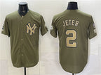 New York Yankees #2 Derek Jeter Olive JEROMEN 2026 Armed Forces Day Stitched Jersey