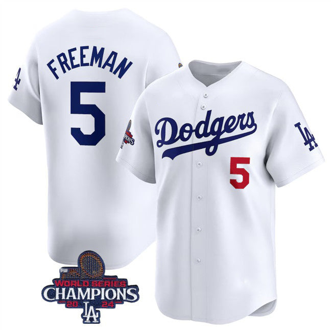 Los Angeles Dodgers #5 Freddie Freeman White JEROMEN 2024 World Series Champions Home Limited Stitched Jersey