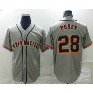 San Francisco Giants #28 Buster Posey Grey JEROMEN Stitched Cool Base Jersey