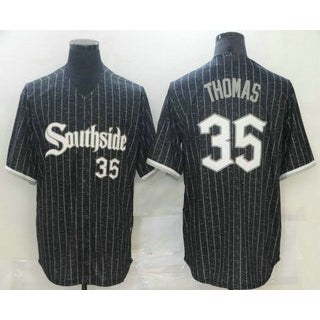Chicago White Sox #35 Frank Thomas Black JEROMEN With Small Number 2021 City Connect Stitched Cool Base Jersey