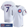 Chicago Cubs #7 Dansby Swanson White JEROMEN Pinstripe 'Ryne Sandberg Tribute' Vapor Limited V3 Stitched Jersey