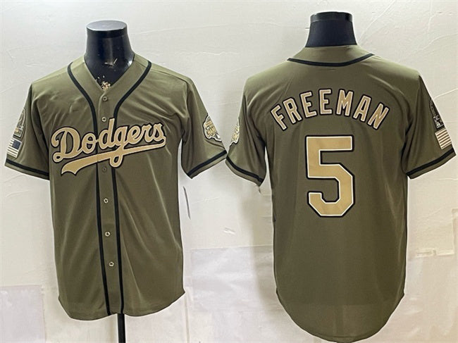 Los Angeles Dodgers #5 Freddie Freeman Olive JEROMEN 2026 Armed Forces Day Stitched Jersey