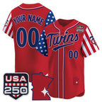 Custom Minnesota Twins America 250 Edition Vapor Premier Limited Red JEROMEN Stitched Jerseys