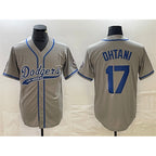Los Angeles Dodgers #17 Shohei Ohtani Gray JEROMEN Cool Base With Patch Stitched Jersey