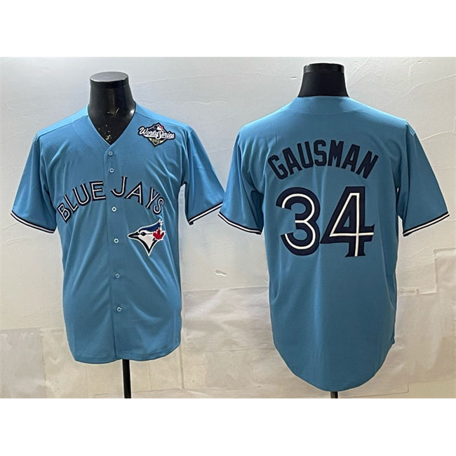 Toronto Blue Jays #34 Kevin Gausman Blue JEROMEN 2025 World Series Cool Base Stitched Jersey