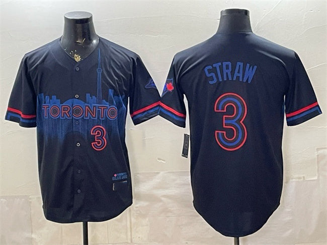 Toronto Blue Jays #3 Myles Straw Navy JEROMEN 2024 City Connect Limited Stitched Jersey