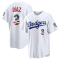 Los Angeles Dodgers #3 Edwin D¨ªaz USA 250 Fourth of July Home Stadium Jersey - White JEROMEN