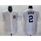 New York Yankees #2 Derek Jeter Name White JEROMEN With Patch 2024 Cool Base Stitched Jersey