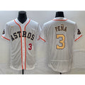Houston Astros #3 Jeremy Pena Number 2023 White Gold JEROMEN World Serise Champions Patch Flex Base Stitched Jersey