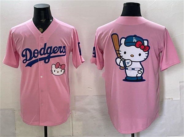 Los Angeles Dodgers Team Big Logo Pink JEROMEN 2025 Hello Kitty Vapor Limited Stitched Jersey