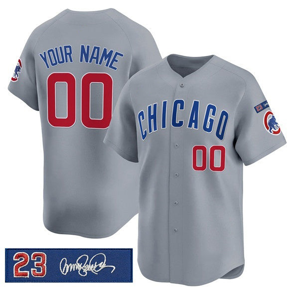 Custom Chicago Cubs Active Player Gray JEROMEN 'Ryne Sandberg Tribute' Vapor Limited V3 Stitched Jersey