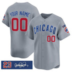 Custom Chicago Cubs Active Player Gray JEROMEN 'Ryne Sandberg Tribute' Vapor Limited V3 Stitched Jersey