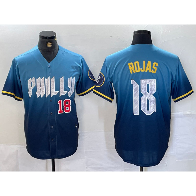 Philadelphia Phillies #18 Johan Rojas Number Blue JEROMEN 2024 City Connect Limited Stitched Jersey