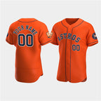Custom Houston Astros Active Player Orange JEROMEN 60th Anniversary Flex Base Stitched Jersey